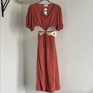 Urban Outfitters Rust Cut-Out Midi Dress